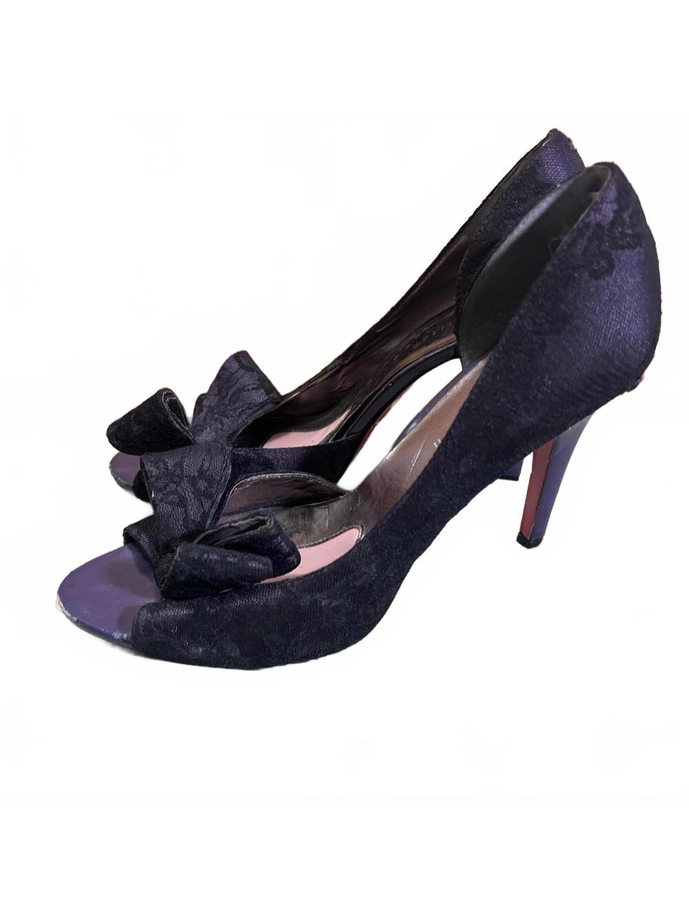 Paris Hilton Senorita Womens Black Peep Toe Heel Oversized Bow Size 11 EU 42.5